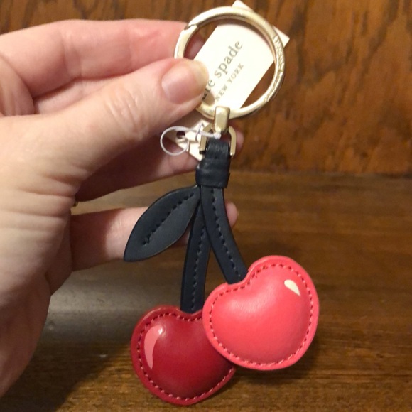 NWT-Kate Spade-SET-Bing Cherry🍒Large Striped Bifold Wallet & Cherry🍒Charm-$328 - Picture 11 of 16